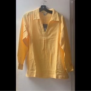 🌟Yellow-Bubble Gauze Shirt with Collar